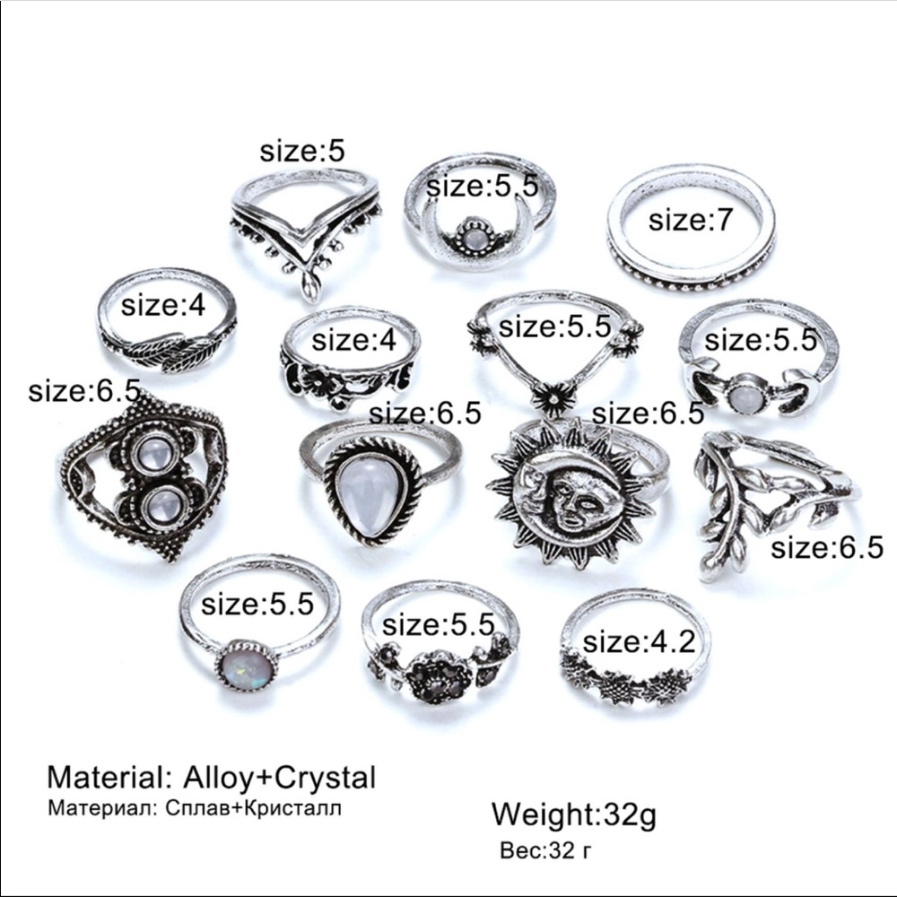 NEW! 14 Piece Boho Midi Knuckle Rings Set - Picture 5 of 6